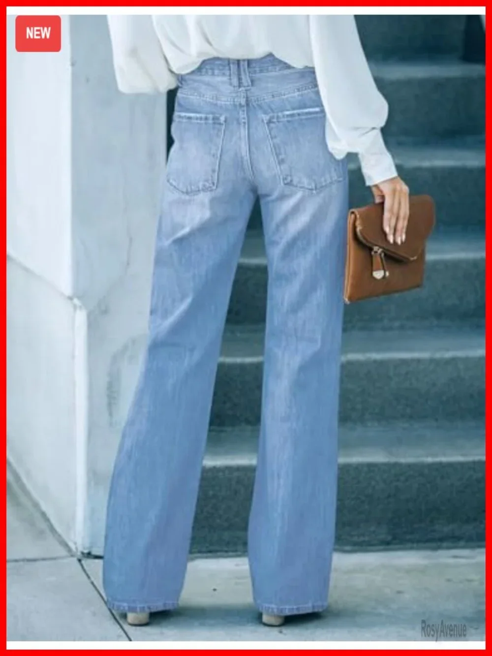 High Waist Relaxed Fit Ripped Flare Jeans Stretchy Denim Pants
